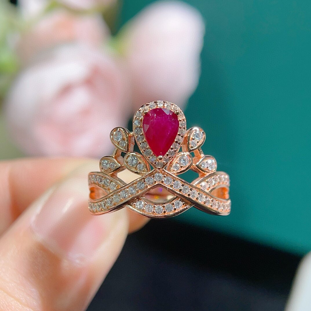 鸽血红红宝石戒指明星同款公主指环上手超赞时尚天然宝石可鉴定