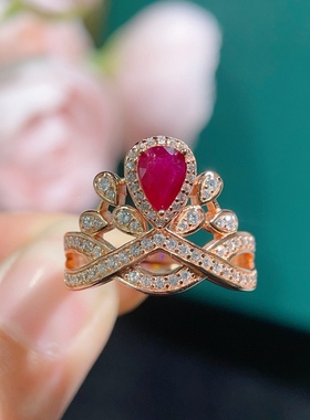 鸽血红红宝石戒指明星同款公主指环上手超赞时尚天然宝石可鉴定