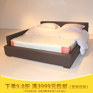 北京双人床皮订制 2000咖啡色皮床多色可选 现代简约带储物床1800