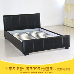 黑色外贸品质简约软床多色可选 皮艺双人床 1500 2000皮床订制