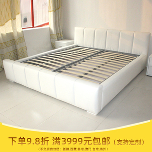 黑色皮床 2000双人床 1.5米软包皮艺床多色 1800 带床箱软床订制