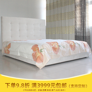 现代风格 时尚 2000高靠背软床 1800 双人床 镶水晶钻布艺床订制