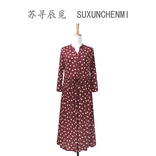 SX555 苏寻辰觅 100%桑蚕丝针织真丝波点连衣裙