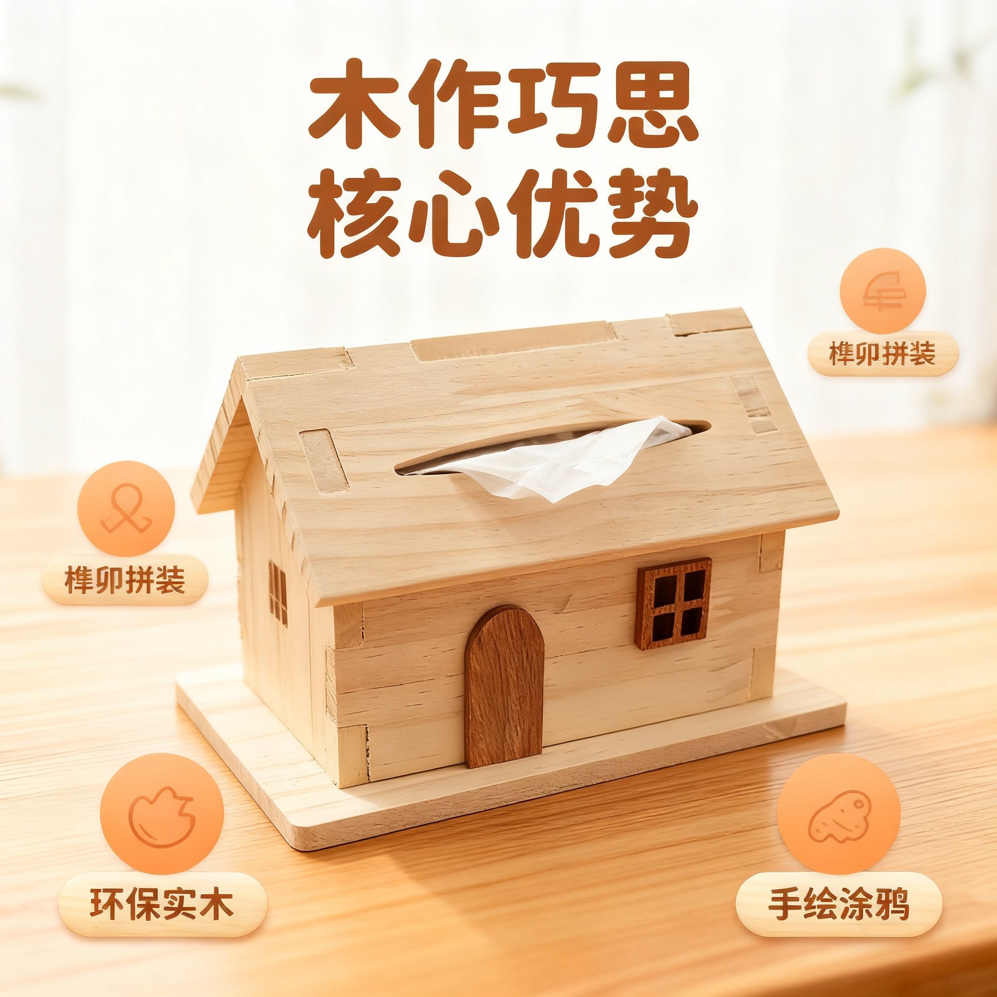 DIY小木屋鸟窝劳纸巾盒制作半成品材料包中小学手工实木小房子图片