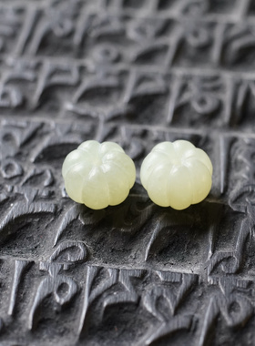 全手工仿古七瓣瓜棱珠和田青白玉