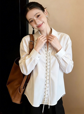 轻奢高端法式漂亮小衫春季高级感超好看洋气减龄白色polo领衬衫女