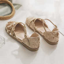 羊皮版~夏季复古平底仙女风法式绝美配裙子的包头凉鞋女中空单鞋