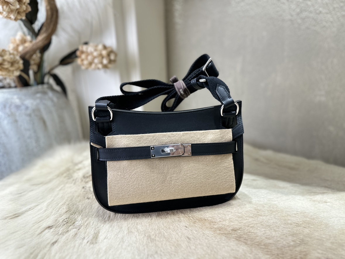 纯手缝mini吉普赛马鞍包swift皮编织肩带斜跨2424凯莉女包黑银