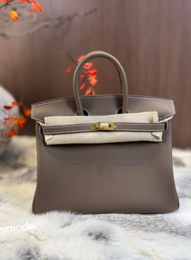 蜡线全手工Togo小牛皮铂金包真皮女包手提单肩斜挎包CK18 大象灰