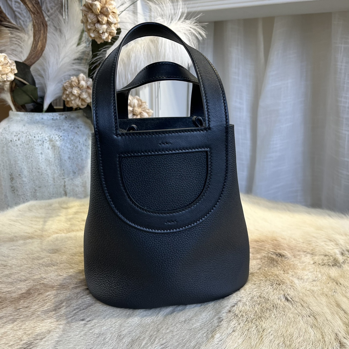 全手工缝制 picotin 18 猪鼻子水桶包 猪鼻子菜篮子 手提包黑色