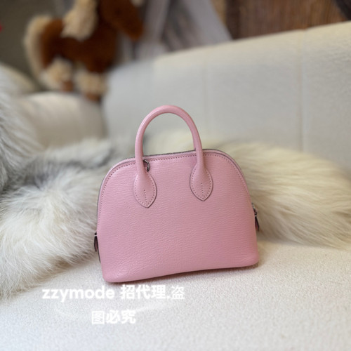 Bolide 1923 mini 保龄球包 18cm 黑色 3Q粉 Chevre 山羊 银扣