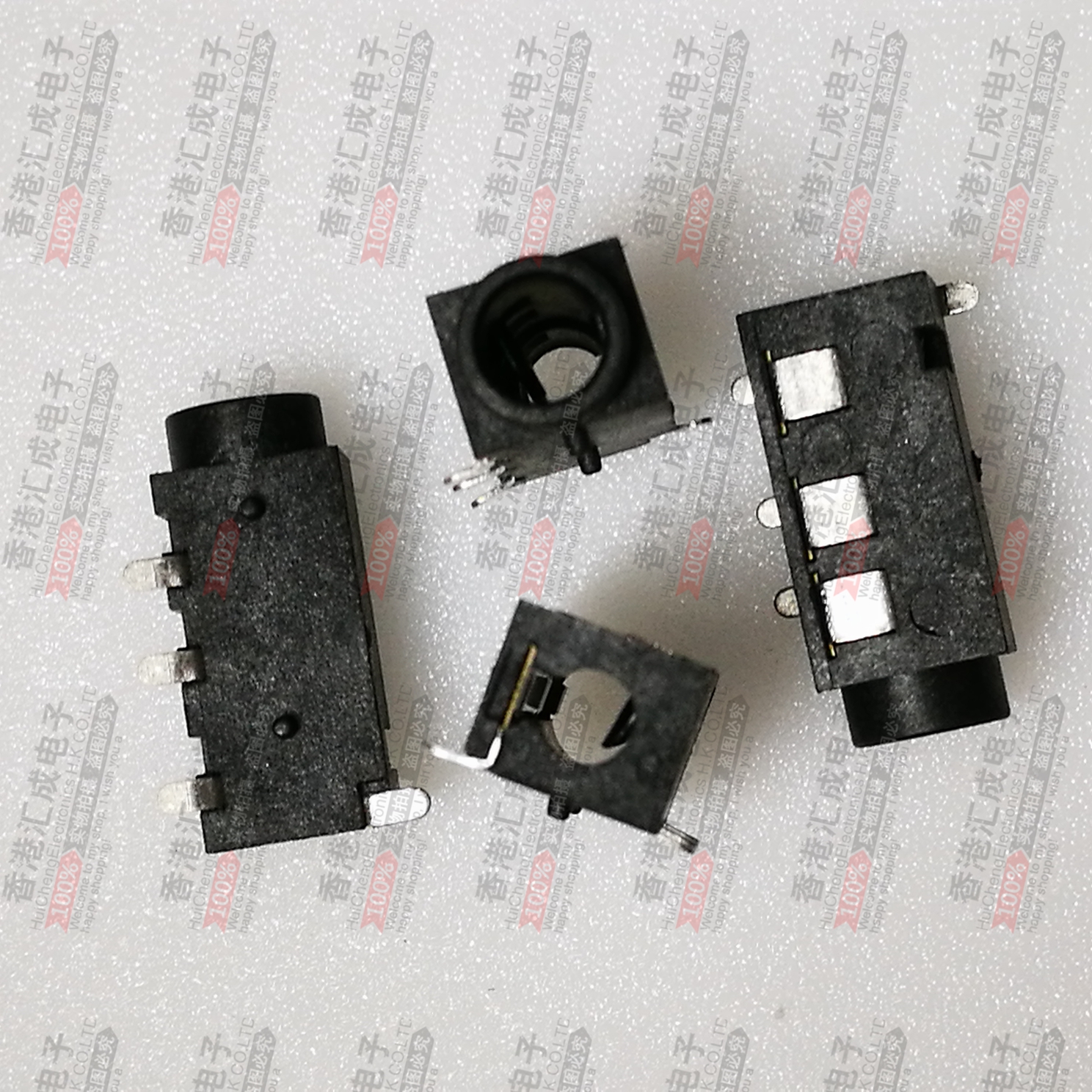PJ-320D 耳机孔 3.5口径 320 4P 黑色 四脚贴片 音频插口插座