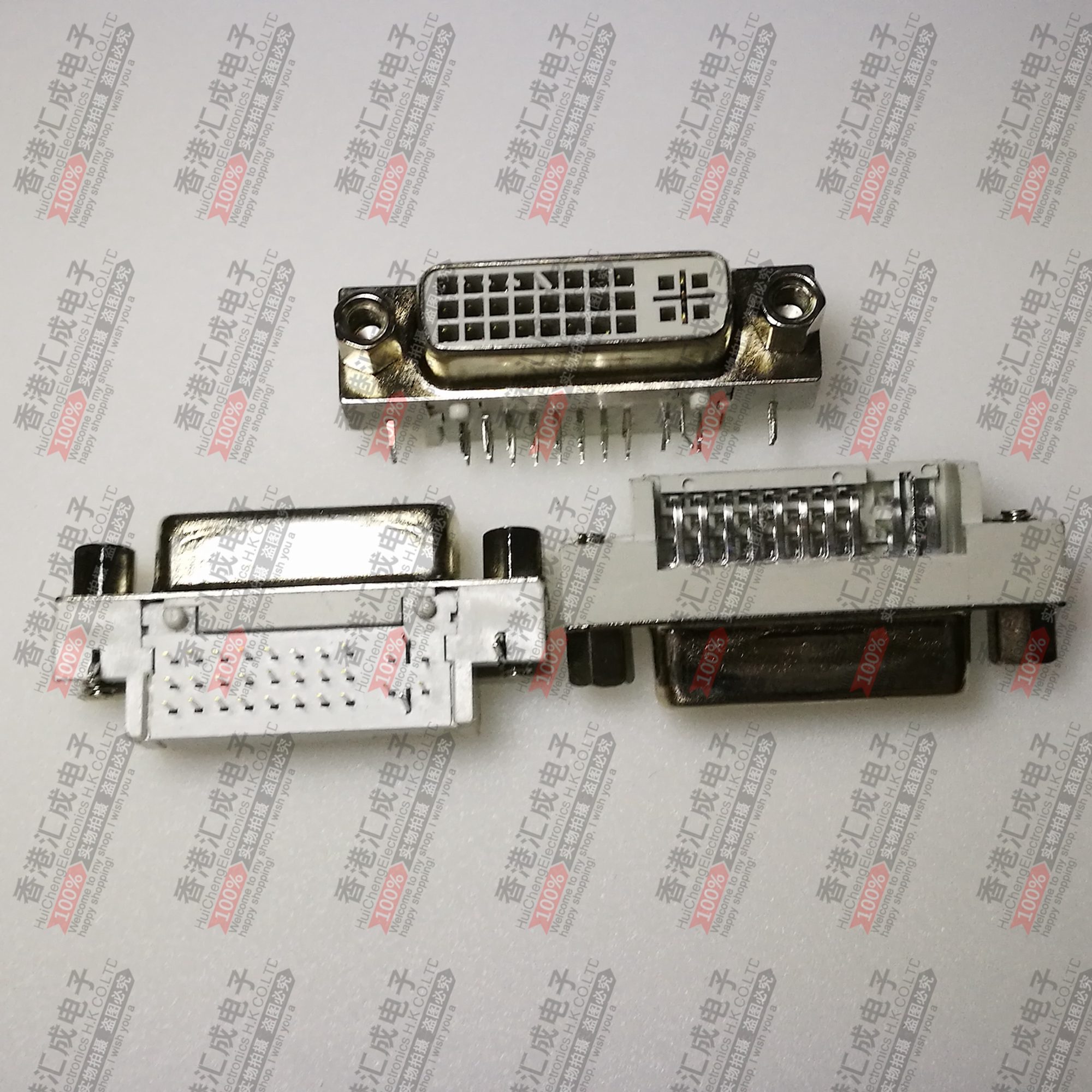 FDI2401-F0DB300K6KADVI  插件 90度铆鱼叉 白色 DVI 连接器母座