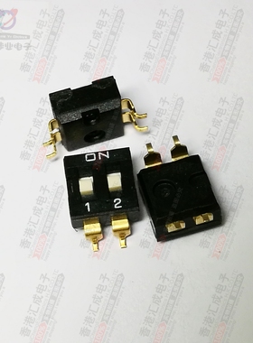 KF-02P 黑色镀金平拨2位 贴片拨码开关2位 间距2.54MM 原装