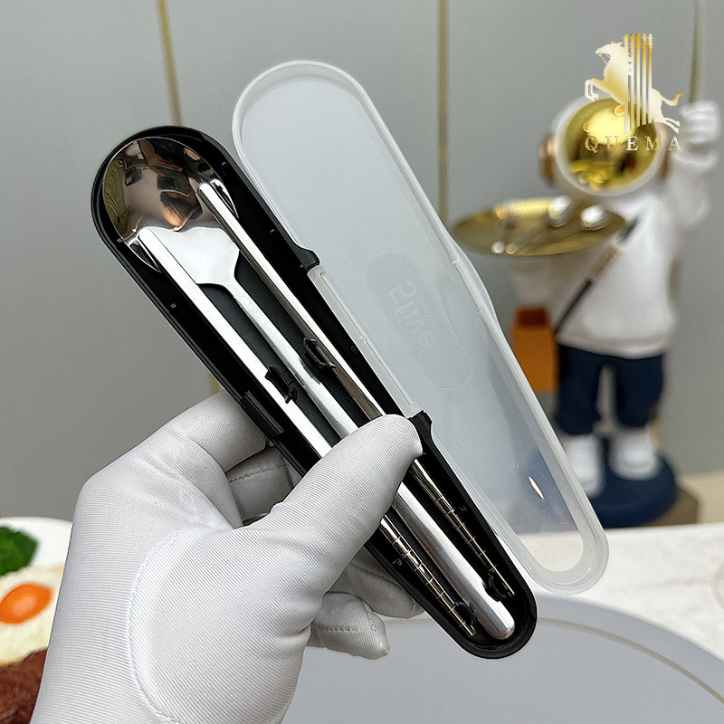 不锈钢筷子勺子套装学生餐具盒收纳盒一人用单人装便携式定制