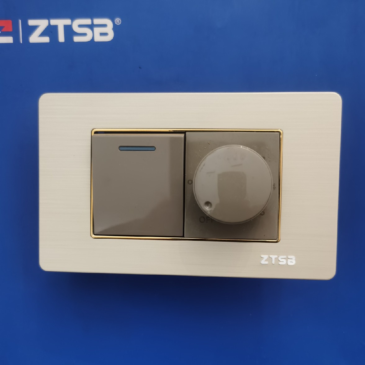 118型铝拉丝面板香槟金色一位开关带调速开关风扇开关风量开关5只