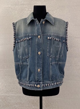 2025秋季新款时尚百搭高腰显瘦牛仔马甲女