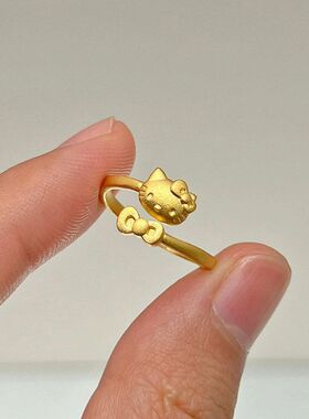 小红书同款kitty猫咪戒指可爱卡通食指戒精致百搭高级感一件代发
