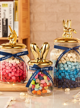 千纸鹤收纳瓶星星纸空瓶玻璃发光