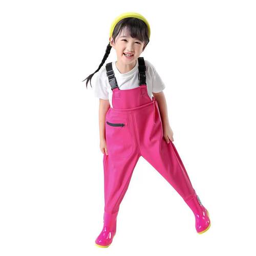 儿童玩水服赶海防水下水裤雨裤连体雨鞋幼儿园小孩沙滩男女涉水服