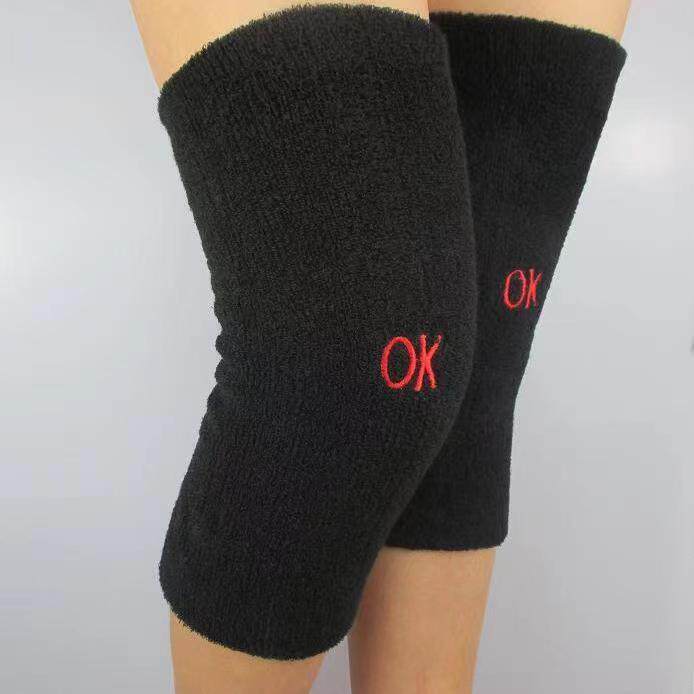 加长毛巾护膝 秋冬黑色OK跳舞运动护膝 男女老年人膝盖加厚保暖