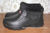 保暖防水刷车雪地棉鞋 男女鞋 冬天一次成型泡沫鞋 防滑黑色高帮 包邮