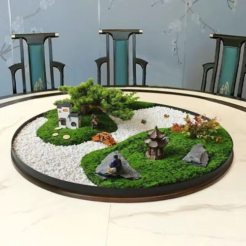 餐桌转盘中间装饰沙盘装饰花创意