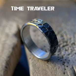 烂地纹手工定制黑金黄金情侣对戒男女简约原创纯银戒指饰品