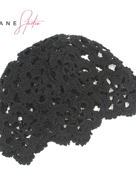 ACANE 毛线钩织欧美复古头巾帽秋冬季纯手工编织镂空瓜皮帽子潮