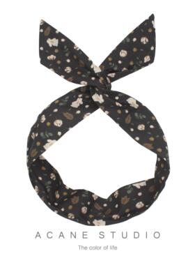 ACANE 黑底碎花小白兔可爱甜美文艺复古小清新兔耳朵发带箍头饰品