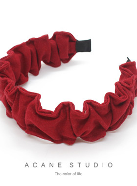 ACANE 毛呢褶皱堆折复古文艺甜美气质日韩国小清新宽发箍卡头饰品