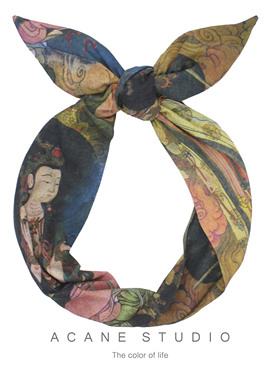 ACANE 敦煌佛像文艺复古莫兰迪色个性气质民族超宽打结发带头饰品