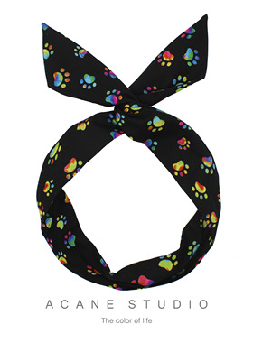 ACANE 黑底彩色猫爪可爱甜美个性小清新兔耳朵铁丝发带发箍头饰品