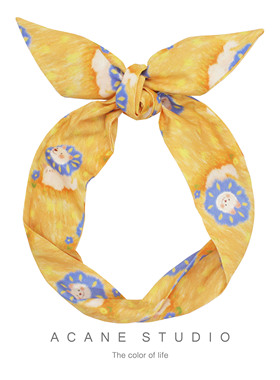 ACANE 姜黄色小狮子卡通可爱复古小清新纯棉打结铁丝宽发带头饰品