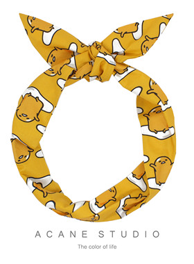 ACANE 黄色懒蛋蛋可爱卡通复古小清新韩国日系打结宽发带头饰品