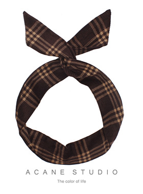 ACANE 灯芯绒条纹格子文艺复古气质小清新秋冬季兔耳朵发带头饰品