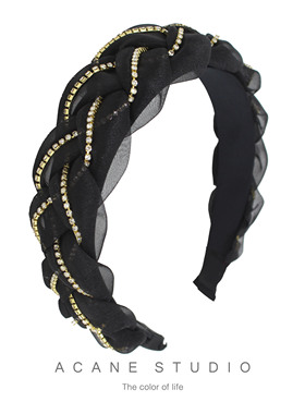 ACANE 欧根纱钻链麻花辫子宫廷复古文艺小清新气质高档宽发箍头饰
