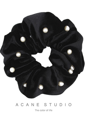 ACANE 丝绒复古钉珍珠花朵宫廷文艺气质日韩国大肠发圈绳头饰品
