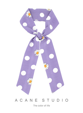 ACANE 香芋紫小雏菊文艺复古清新气质韩国日系森系发圈长飘带头饰