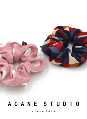 ACANE 灯芯绒印花波点几何可爱复古文艺气质大肠圈发圈绳头饰品