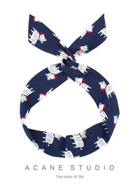 ACANE 藏蓝色小马可爱甜美文艺复古小清新日韩兔耳朵铁丝发带头饰