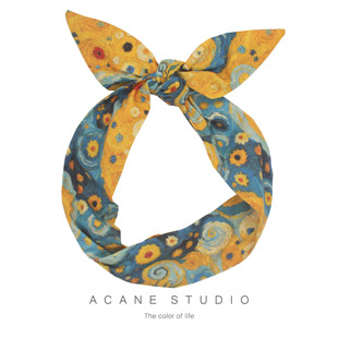 油画星空气质文艺复古小清新日系韩国打结铁丝宽发带头饰品 ACANE