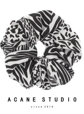 ACANE 斑马纹抽象几何复古个性文艺欧美气质超大肠圈发圈绳头饰品