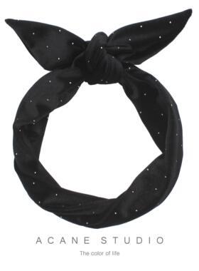 ACANE 黑色烫银点点气质文艺复古奢华高贵宫廷个性超宽打结发带箍