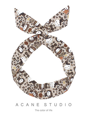 ACANE 豹纹猫咪可爱卡通文艺复古日系韩国小清新交叉兔耳朵发带箍