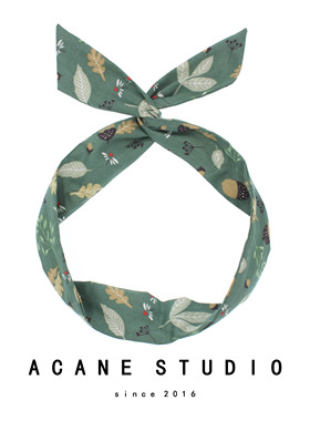 ACANE 绿色松果可爱文艺复古小清新韩国日系兔耳朵铁丝发带头饰品