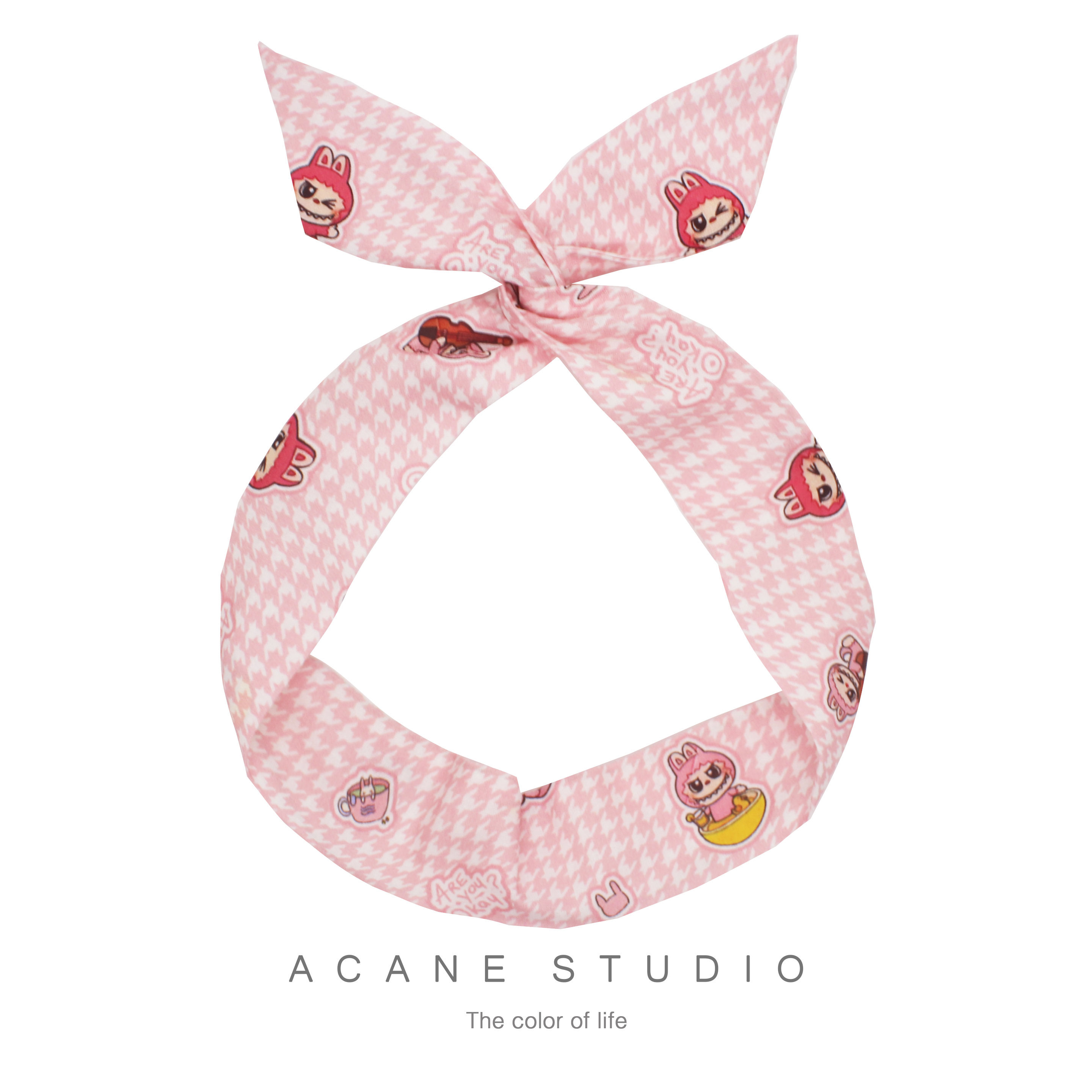 ACANE 粉色千鸟格小精灵可爱卡通文艺复古小清新日韩国兔耳朵发带,饰品/流行首饰/时尚饰品新,发饰,淘宝优惠券,粉丝福利购,淘宝优惠卷