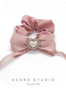 ACANE 丝绸丝带文艺复古气质小清新钻链珍珠链发圈大肠圈头饰品