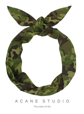 ACANE 军绿色迷彩个性气质文艺复古酷帅打结交叉铁丝兔耳朵宽发带