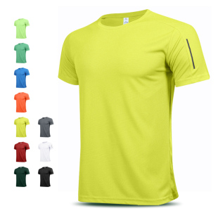 夏季 男马拉松运动透气速干T恤篮球健身训练上衣带反光标 跑步短袖